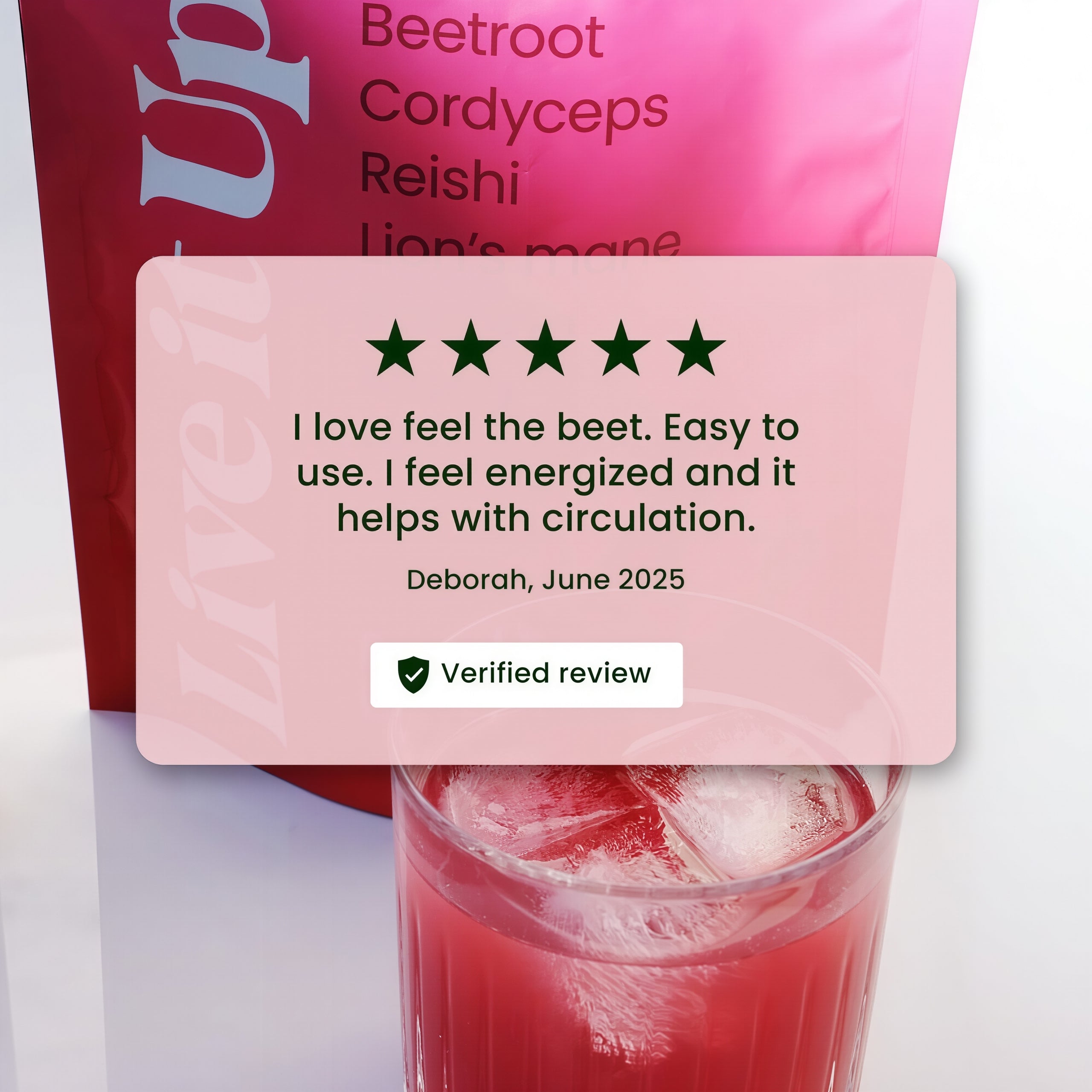 Live it Up Feel the Beet: Beetroot powder with adaptogens